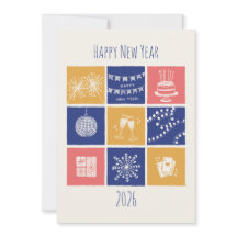 Moderne handgezeichnete bunte Neujahrselemente 202