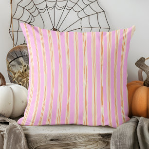 Moderne Handgezeichnete Fall Orange und Lila gestr Kissen