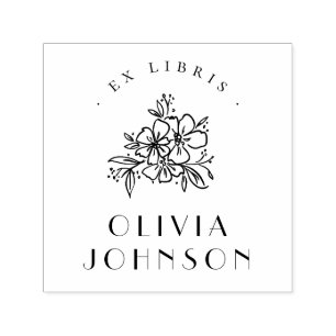 Moderne handgezeichnete Floral Ex Libris individue Permastempel