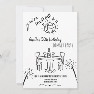 Moderne Handgezeichnete Geburtstagsessen Party Ein Einladung