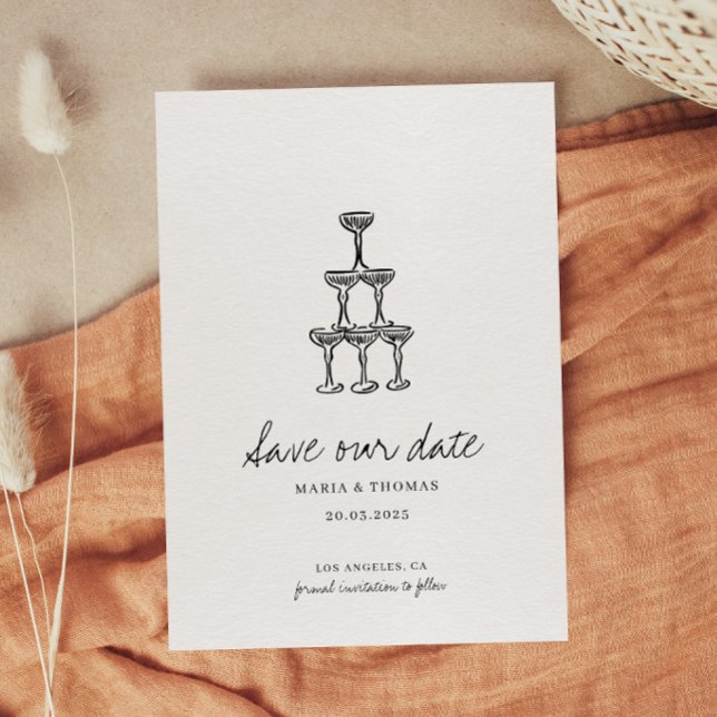 Moderne handgezeichnete Hochzeit rettet das Datum Save The Date (Von Creator hochgeladen)