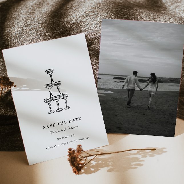 Moderne handgezeichnete Hochzeit rettet das Datum Save The Date (Von Creator hochgeladen)