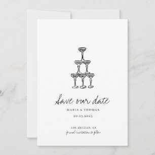 Moderne handgezeichnete Hochzeit rettet das Datum Save The Date