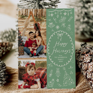 Moderne, handgezeichnete Icons Happy Holidays 2 Fo Feiertagskarte