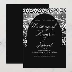 Moderne, handgezeichnete Schwarz-weiße Hochzeit Einladung
