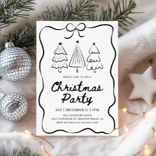 Moderne handgezeichnete Weihnachtsbaum-Feierparty Einladung