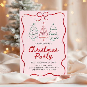 Moderne handgezeichnete Weihnachtsbaum-Feierparty Einladung