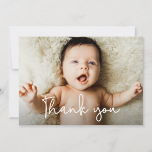 Moderne Handlettering-Schrift Baby-Shower-Foto Dankeskarte