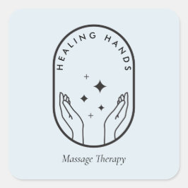Moderne Handmassage, Wellness Logo Blau Quadratischer Aufkleber