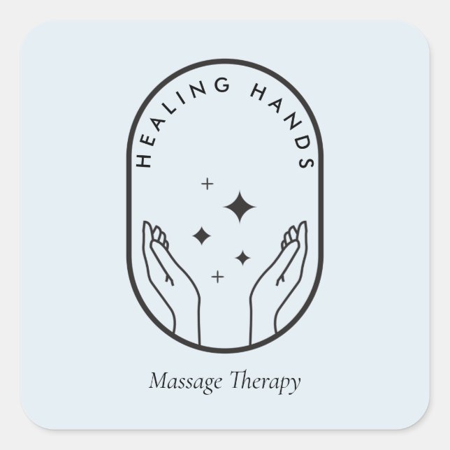 Moderne Handmassage, Wellness Logo Blau Quadratischer Aufkleber (Vorderseite)
