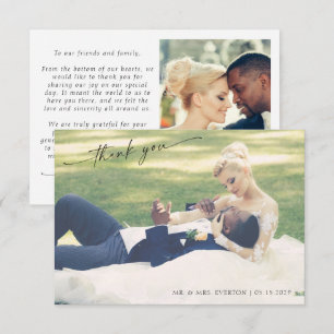 Moderne Handschrift 2 Foto Hochzeit Vielen Dank Dankeskarte