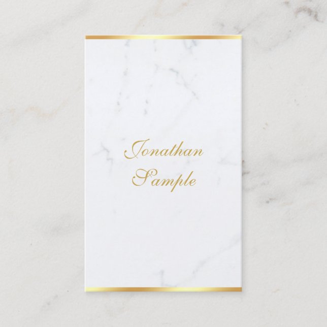 Moderne Handschrift Chic Template Weißes Marmor Go Visitenkarte (Vorderseite)