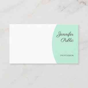 Moderne Handschrift Elegant Mint Green White Visitenkarte
