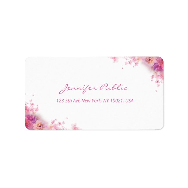 Moderne Handschrift Elegante Aquarellfarben Rose B Adressaufkleber (Vorne)