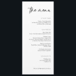 Moderne Handschrift Elegantes Hochzeitessen Menükarte<br><div class="desc">Dieses einfache,  moderne Hochzeitsmenü bietet ein elegantes,  zeitgemäßes Design mit elegantem,  fließendem Skript. Das minimalistische Design und die stilvolle Handschrift machen es zu einer raffinierten Ergänzung zu jedem Hochzeitstisch,  ideal für Paare,  die eine schicke und moderne Ästhetik suchen.</div>