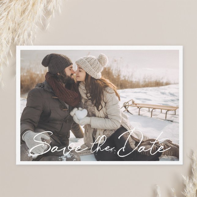 Moderne Handschrift-Foto-Hochzeitssave-the-Date-Ka Save The Date (Von Creator hochgeladen)
