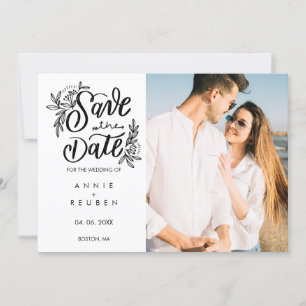 Moderne Handschrift-Foto-Polka-Dot-Save-the-Date-K Einladung