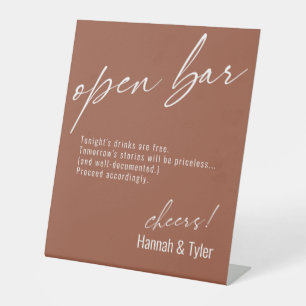 Moderne Handschrift Funny Open Bar Terracotta Sockelschild