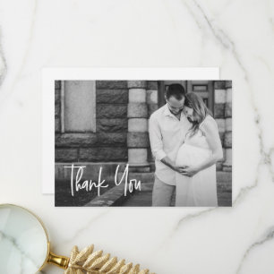 Moderne Handschrift für Foto Babydusche Dankeskarte