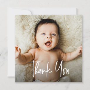 Moderne Handschrift für Foto Babydusche Dankeskarte
