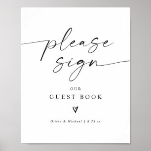 Moderne Handschrift Herz Hochzeitsgästebuch Zeiche Poster