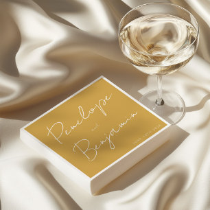 Moderne Handschrift Hochzeit Boho Gelb Serviette