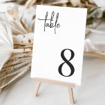 Moderne Handschrift   Klassischer Serif Tischnummer<br><div class="desc">Einfache und schicke Tischnummer-Karten in Schwarz und Weiß machen bei Ihrer Hochzeit oder Veranstaltung ein elegantes Statement. Das Design enthält "table" in handgeschriebenen Schriftzeichen,  mit der Tischnummer unten rechts in zeitloser Serifentypografie. Design wiederholt sich auf beiden Seiten.</div>