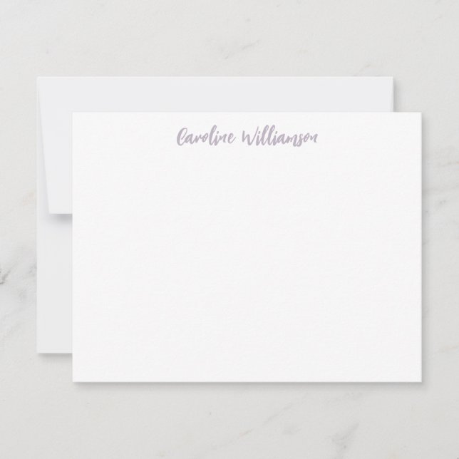 Moderne Handschrift Lilac Personalisiert Stationer Mitteilungskarte (Vorderseite)