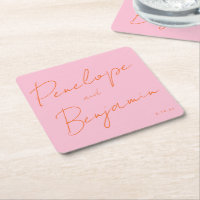 Moderne Handschrift Pink und Orange Hochzeit