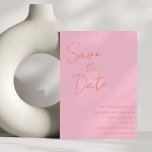 Moderne Handschrift Rosa Orange Wedding Elegant Save The Date<br><div class="desc">Moderne Handschrift Rosa und Orange Wedding Elegant Save the Date</div>