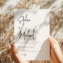 Moderne Handschrift Schwarz-weiße Hochzeit