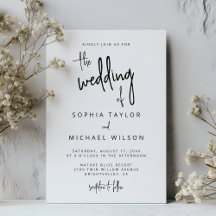Moderne Handschrift Schwarz-weiße Hochzeit