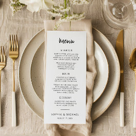 Moderne Handschrift Schwarz-weiße Hochzeit Menükarte
