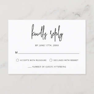 Moderne Handschrift Schwarz-weiße Hochzeit RSVP Karte