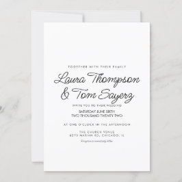 Moderne Handschrift Schwarzes einfaches Hochzeitss Einladung