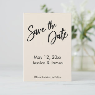 Moderne Handschrift Typografie Einfache Creme Save The Date