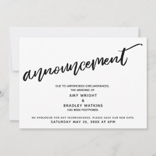 Moderne Handschrift verzögert Hochzeitsankündigung Einladung