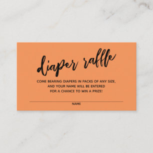 Moderne Handschrift Windeln Raffel Ticket Orange Begleitkarte