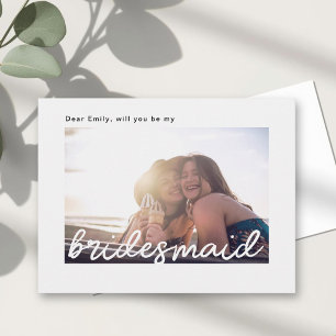 Moderne Handschrift wird meine Bridesmaid sein Einladungspostkarte