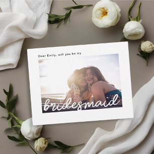 Moderne Handschrift wird meine Bridesmaid sein Einladungspostkarte