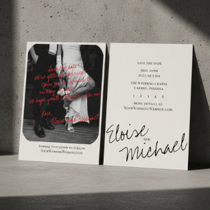 Moderne handschriftliche Overlay-Foto-Save-the-Dat Einladung
