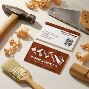 Moderne Handwerkerwerkzeuge für Holzbearbeitung un Visitenkarte