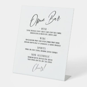 Moderne Handwriting-Header Einfaches Open Bar Menu Sockelschild