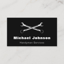 Moderne Handyman Services Black & White Minimalist Visitenkarte