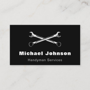Moderne Handyman Services Black & White Minimalist Visitenkarte