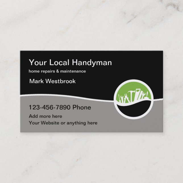 Moderne Handyman Tools Theme Business Cards Visitenkarte (Vorderseite)