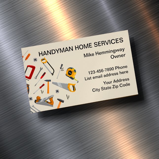 Moderne Handyman-Visitenkartenmagnete Magnetische Visitenkarte (Von Creator hochgeladen)
