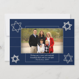 Moderne Hanukkah Blue Silver Star von David Foto Feiertagskarte