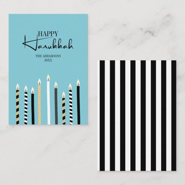 Moderne Hanukkah Candles Holiday Mini Karte (Vorne/Hinten)