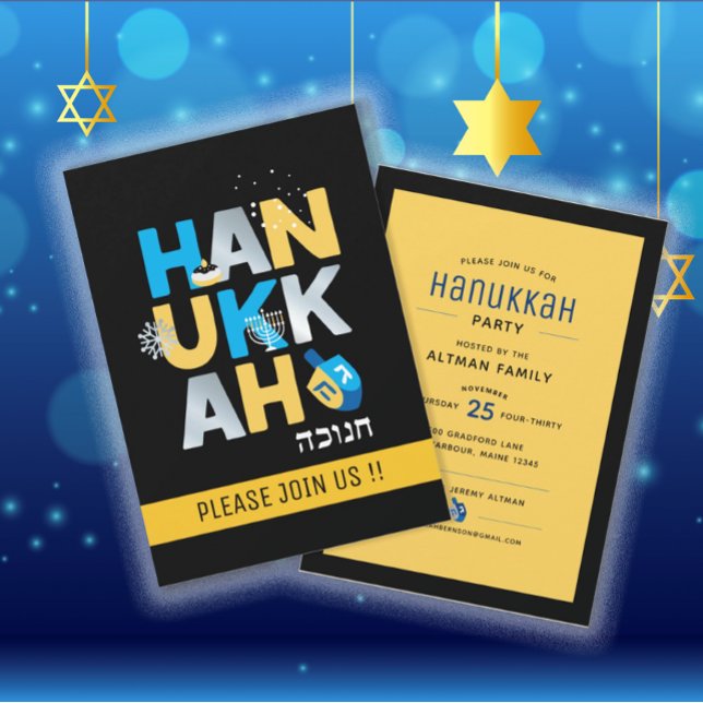 Moderne Hanukkah-Party Einladung (Von Creator hochgeladen)